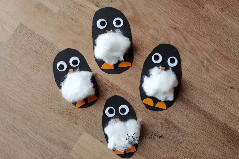 Des pingouins rigolos avec du coton - Activité manuelle - Le Carnet d'Emma
