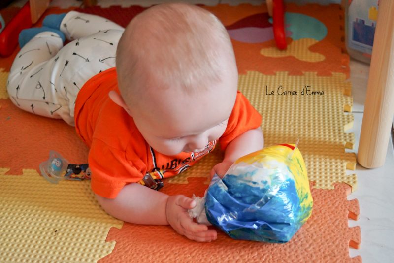sac sensoriel, activité, sensory bag, bébé