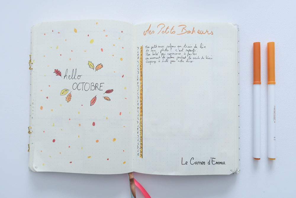 { Bullet Journal } Mes pages d'Octobre - Le Carnet d'Emma