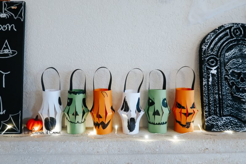 Activité manuelle et créative sur le thème d'Halloween en créant une Lanterne effrayante.