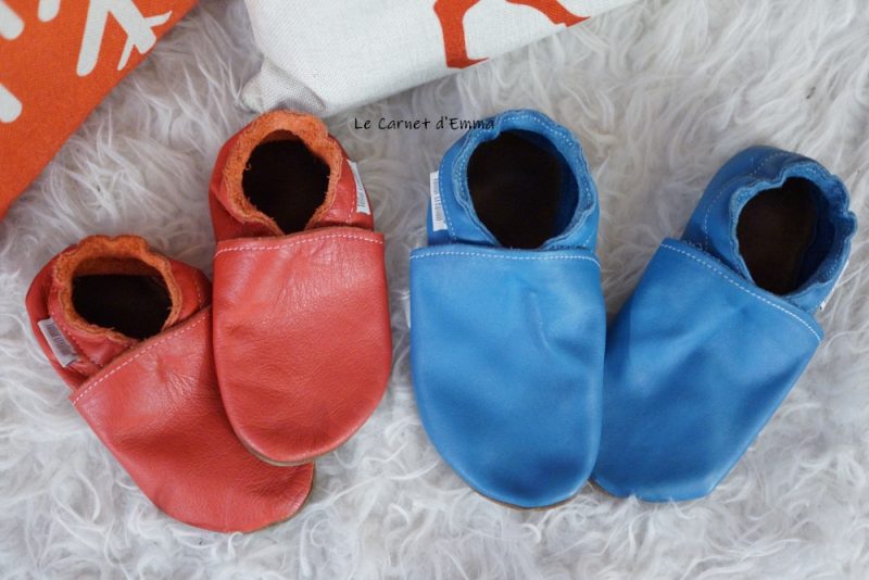 chaussons en cuir souple idéal pour les premiers pas de bébé et accompagner l'enfant en grandissant
