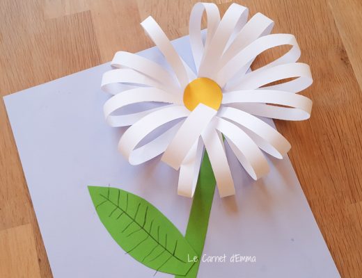 activité manuelle pour les enfants. Création d'une fleure, une marguerite , avec du papier. Activité découpage et collage. Activité colorée et fun sur le thème du printemps