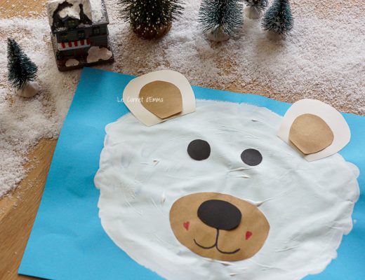 activité manuelle hivernal un ours polaire à la peinture