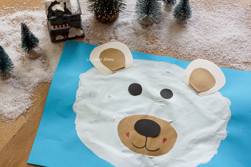 activité manuelle hivernal un ours polaire à la peinture