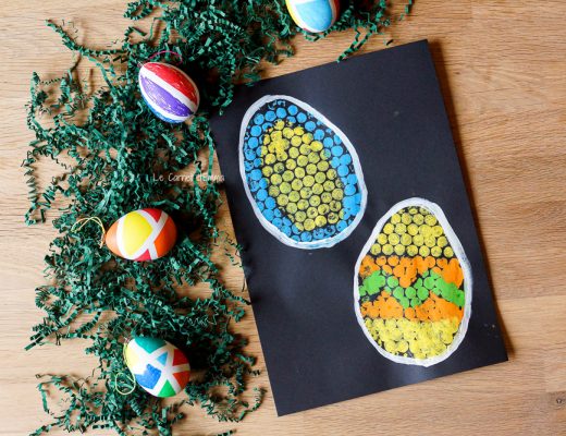 idée d'activité pour Pâques avec des oeufs peints avec du papier bulle