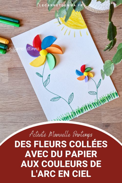 Activité manuelle sur le thème du printemps avec un collage de fleurs en papier